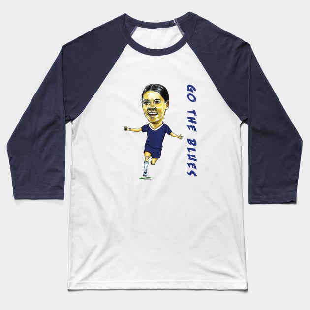 Sam Kerr caricature - Chelsea and Australian football player Baseball T-Shirt by dizzycat-biz